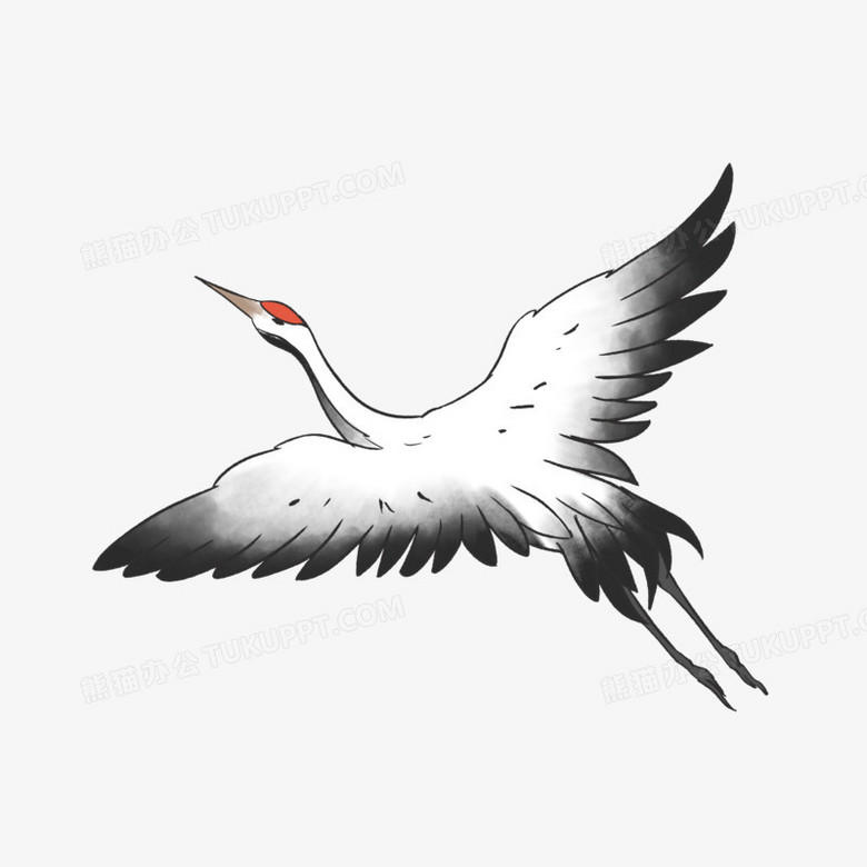 上海軟件設(shè)計中的手繪水墨飛翔仙鶴素材應(yīng)用
